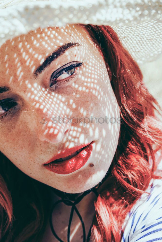 Similar – redhead woman with hat