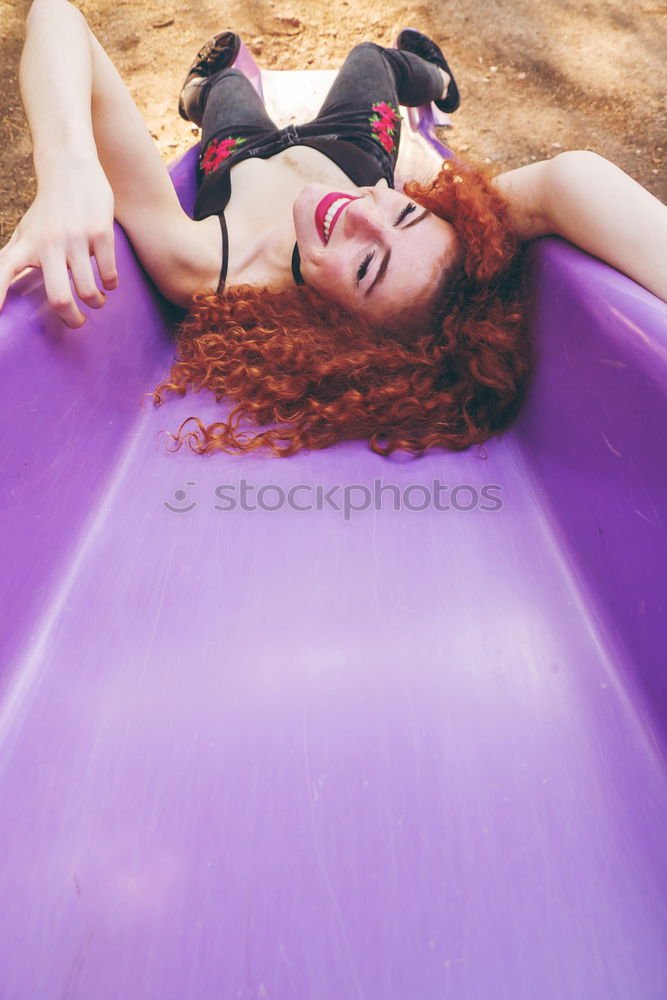 Similar – Image, Stock Photo Young redhead rebellious woman