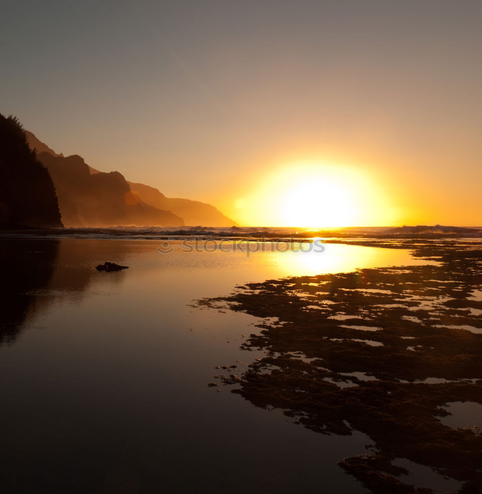 Similar – Image, Stock Photo Sunset at the beach in Brittany