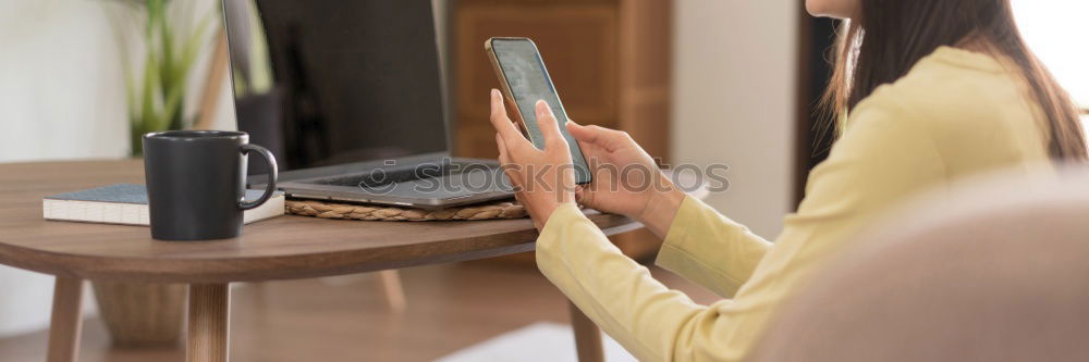 Similar – Image, Stock Photo Woman in bra drinking coffee and browsing phone
