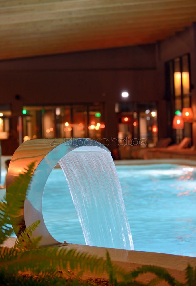 Similar – Image, Stock Photo Pool, sunbeds and umbrellas at night. Night lights.