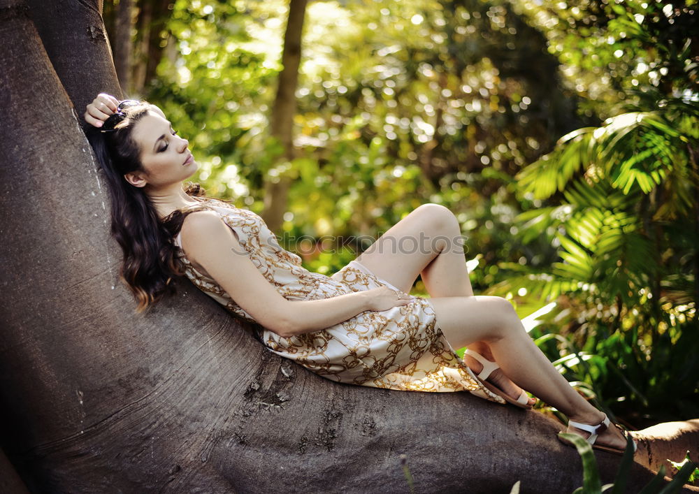 Similar – Portrait of pretty woman smiling in nature