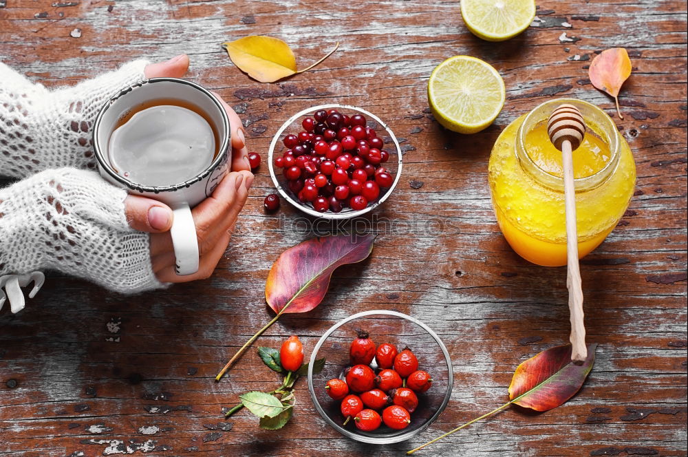 Similar – mulled wine and ingredients in iron spoons