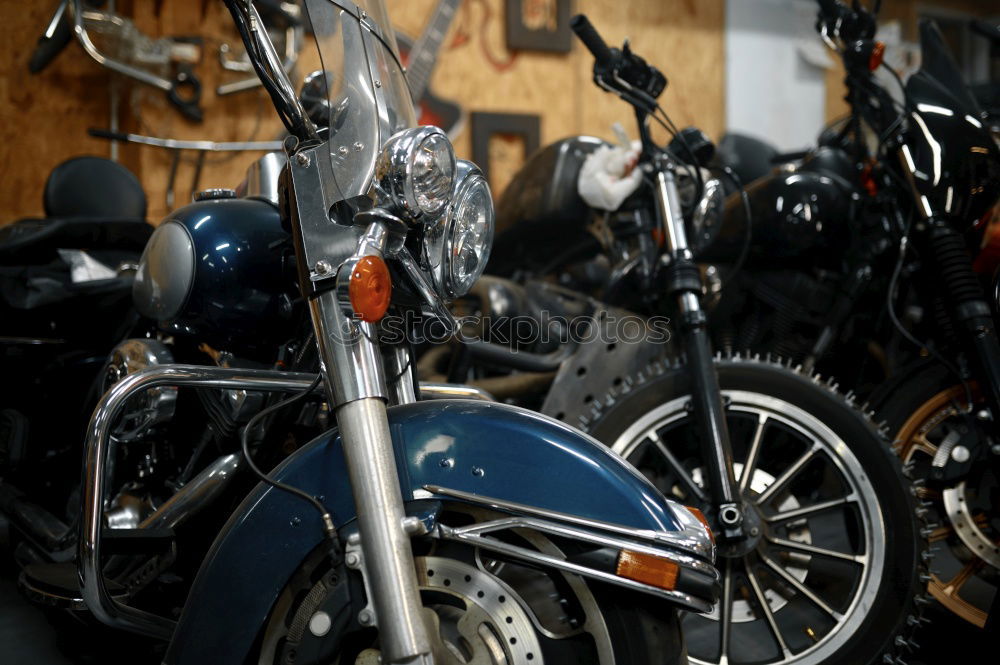 Image, Stock Photo Motorcycle parked in garage