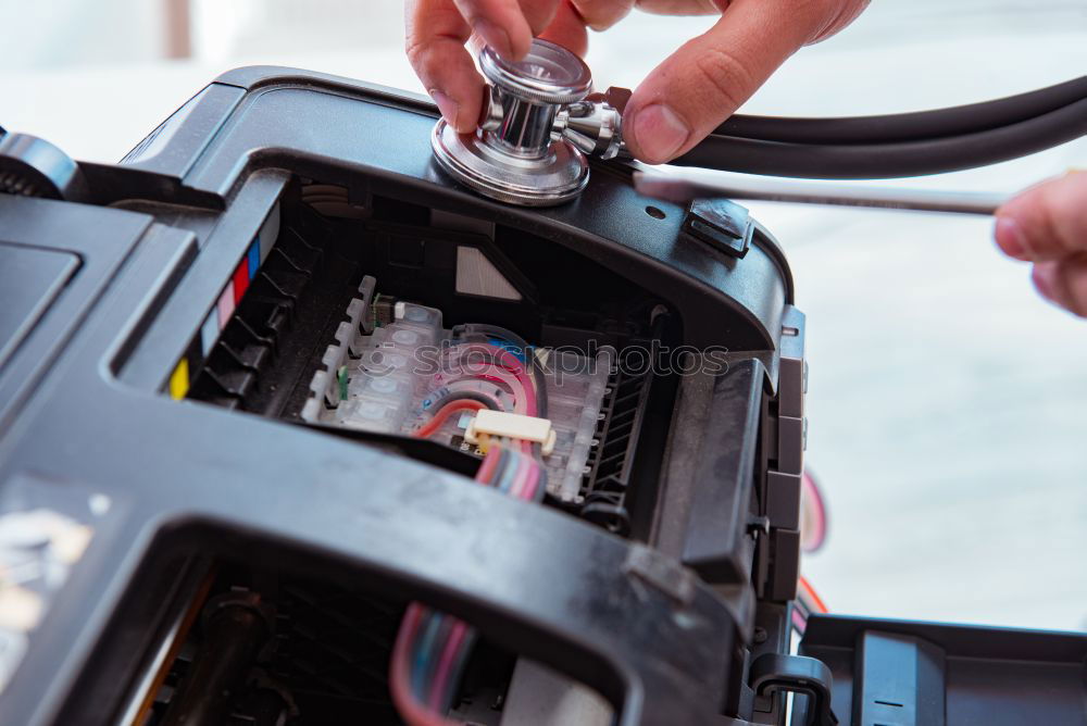 Similar – Image, Stock Photo Mechanic fixing a compressor engine