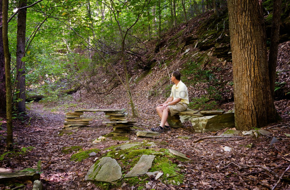 Similar – Image, Stock Photo Little boy in his homemade cabin on the woods