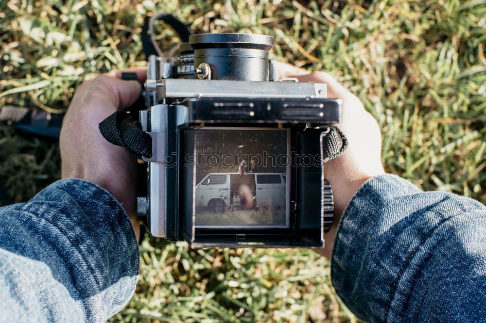 Similar – Landscape through the viewfinder of an old camera