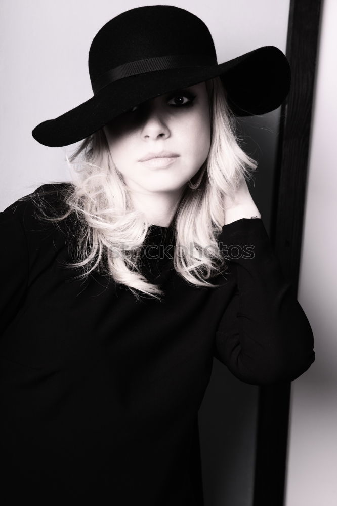 Similar – Image, Stock Photo blonde woman with hat