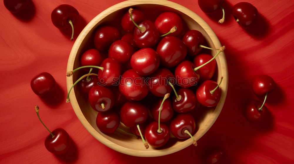 Similar – Image, Stock Photo Leaves, berries of cherry tree on red background