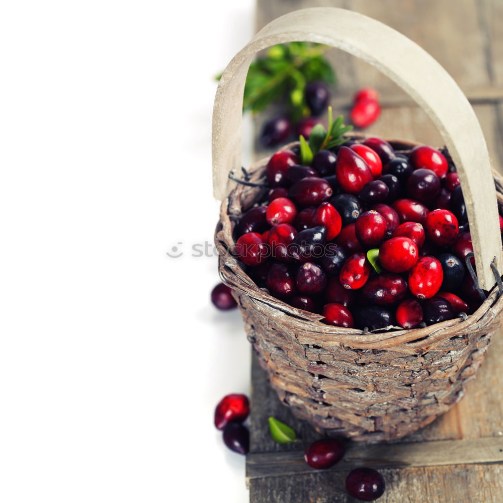 Similar – Image, Stock Photo Ripe red cherry in a paper bag