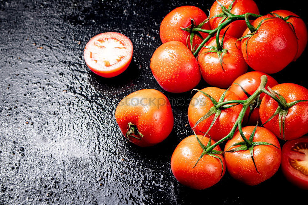 Similar – Image, Stock Photo cast iron round frying pan and ripe red cherry tomatoes