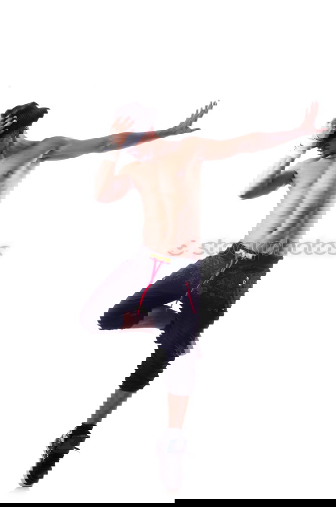 Similar – Image, Stock Photo Black man doing stretching after running outdoors