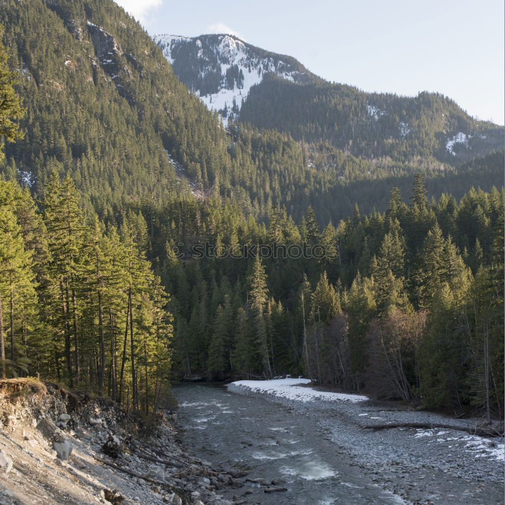 Similar – Image, Stock Photo Mountain river valley landscape