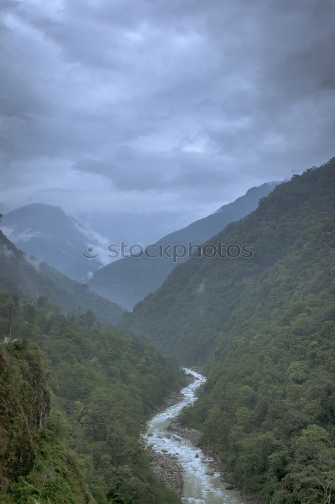 Similar – Image, Stock Photo River flowing between hills