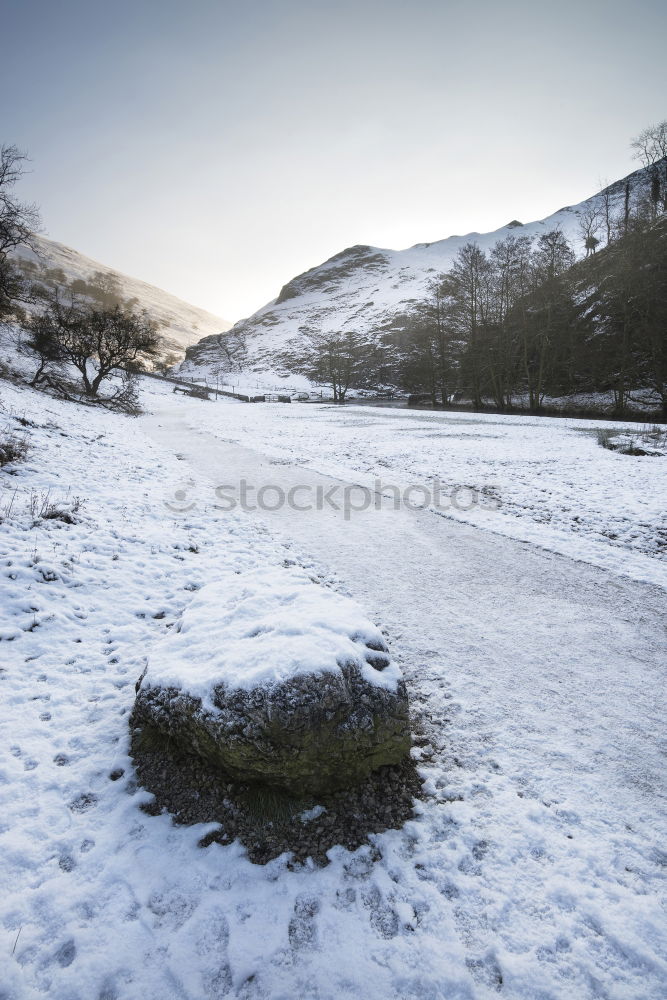 Similar – Image, Stock Photo Man jogging through meadow pathway during heavy snowing