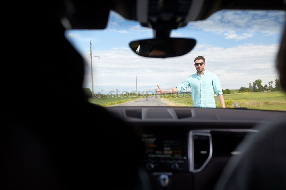 Similar – Image, Stock Photo Man in trunk of vintage car