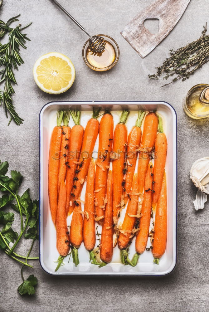 Similar – Image, Stock Photo Roasted carrots on baking tray