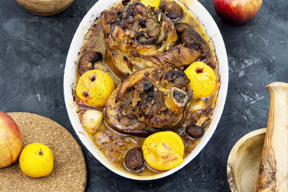 Similar – Image, Stock Photo Roasted vegetable stew and kitchen utensils