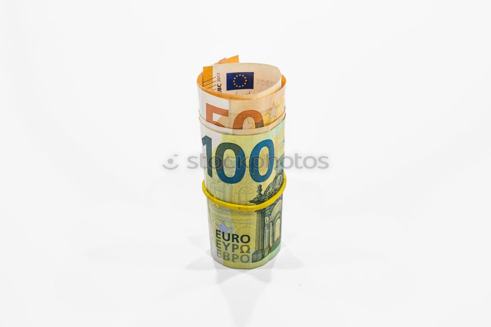 Similar – Image, Stock Photo Euro 50 value banknotes roll with rubber on gray background