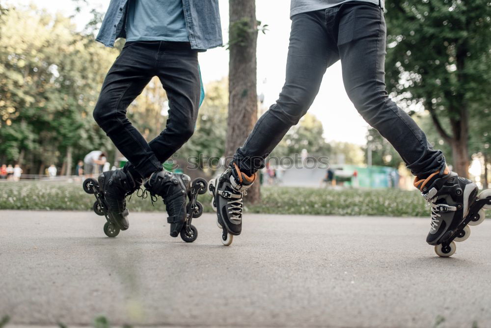 Image, Stock Photo Young athlete couple doing stretching exercise together