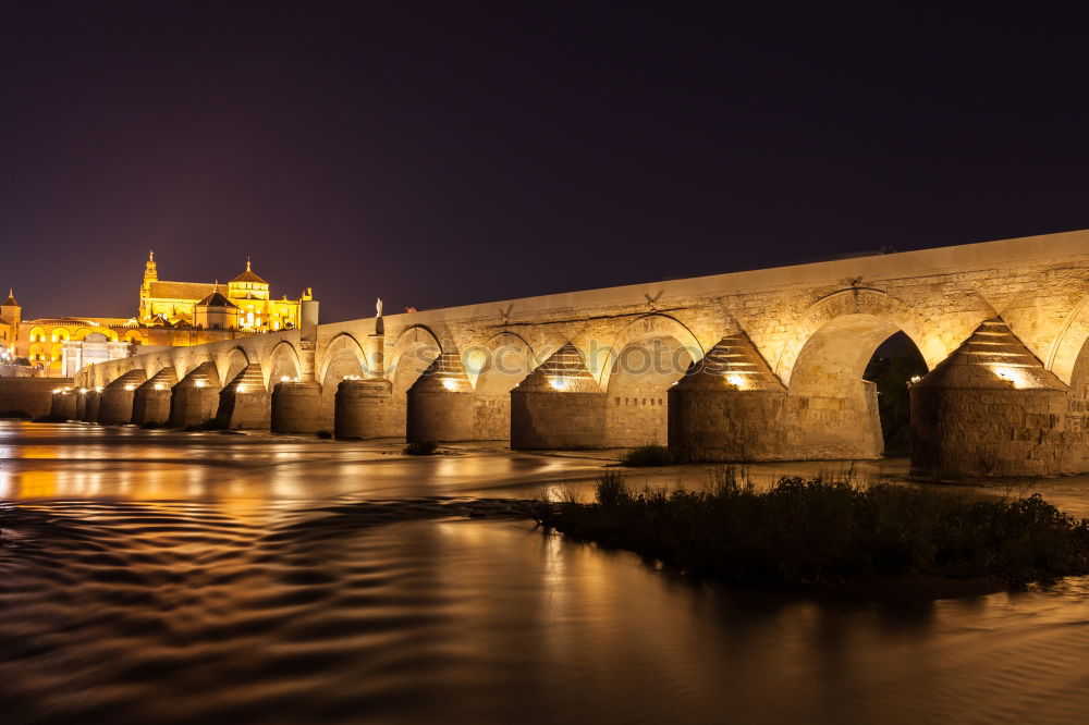 Similar – Image, Stock Photo Angel castle with bridge at night