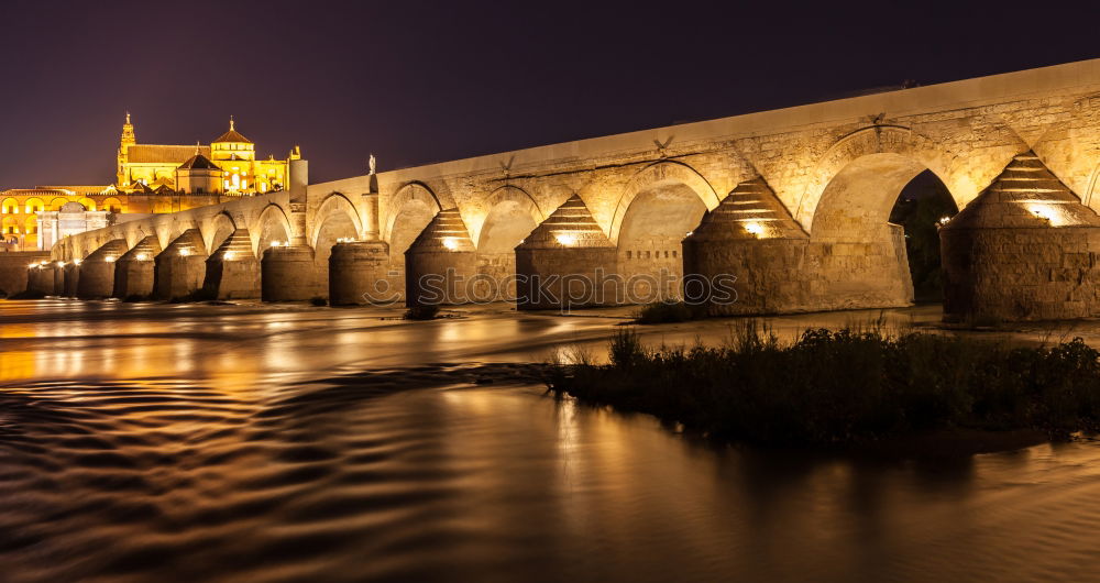 Similar – Image, Stock Photo Angel castle with bridge at night