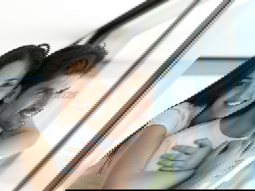 Similar – Image, Stock Photo Young couple playing in front of a mirror