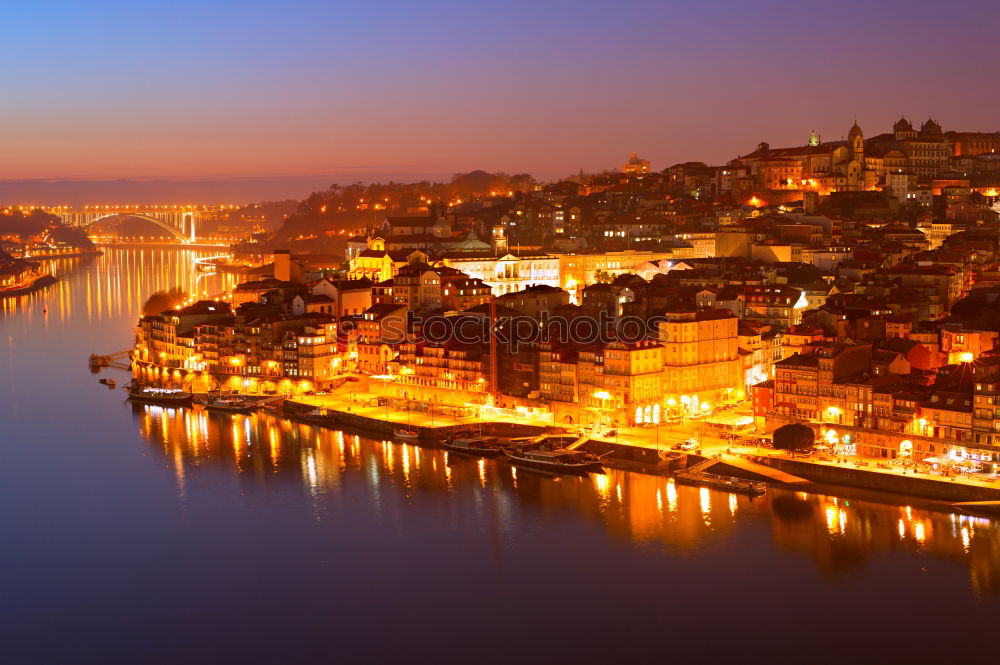 Image, Stock Photo Panorama of Porto and the Duoro at sunset