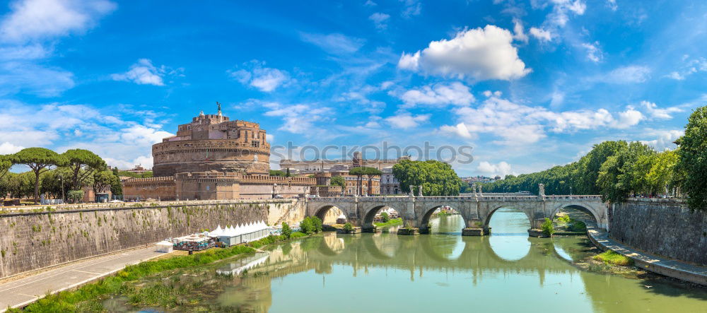 Similar – Angel castle with bridge by day and blue sky