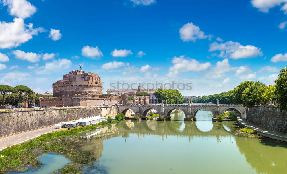 Similar – Angel castle with bridge by day and blue sky