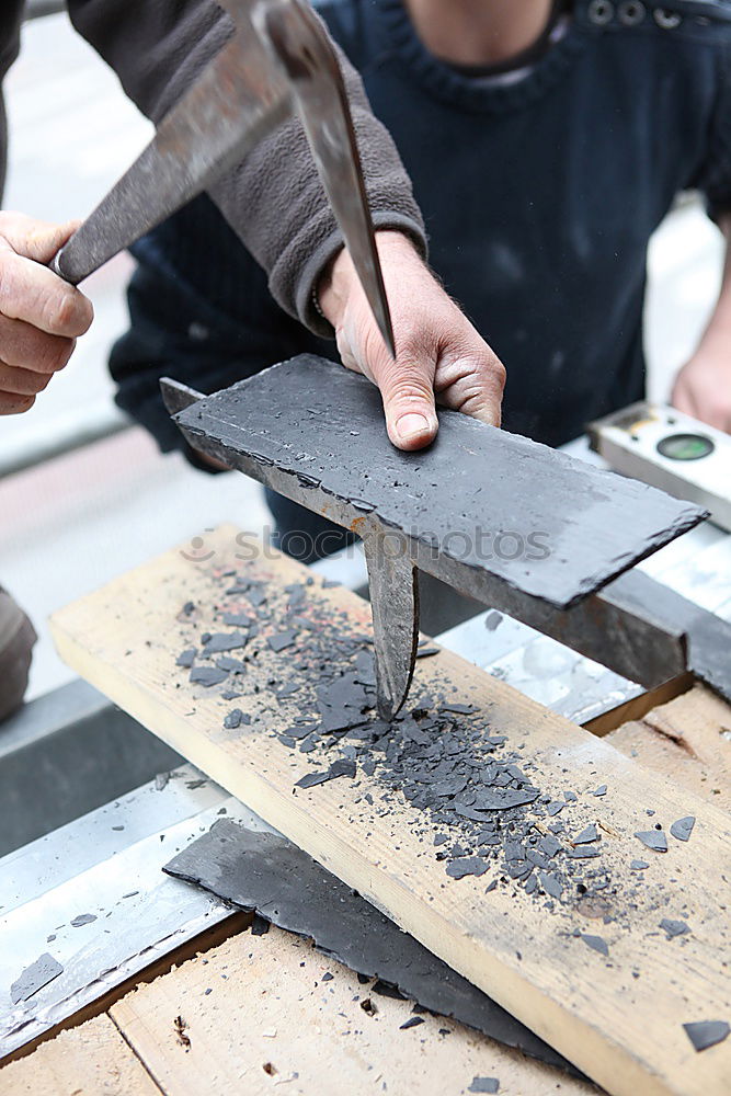 Similar – Image, Stock Photo Focused child polishing wood in workshop with unrecognizable grandfather