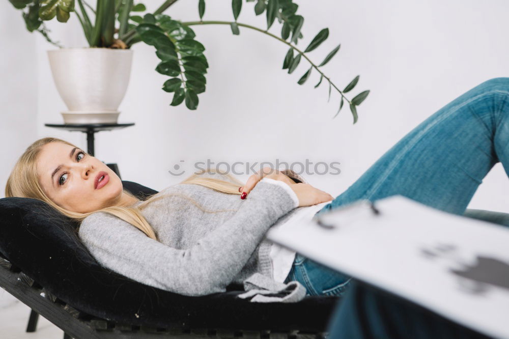 Similar – Image, Stock Photo Pretty woman sitting on chair