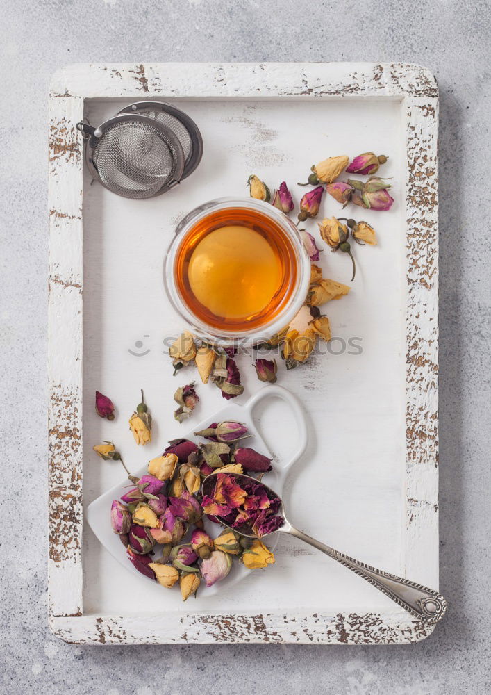 Similar – Image, Stock Photo Cakes with different fruits and cups with tea