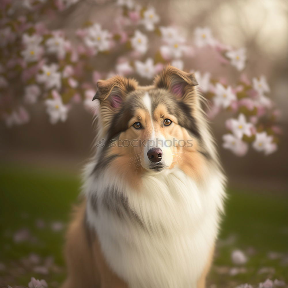 Similar – Image, Stock Photo Yellow Labrador Retriever is in front of cherry blossoms