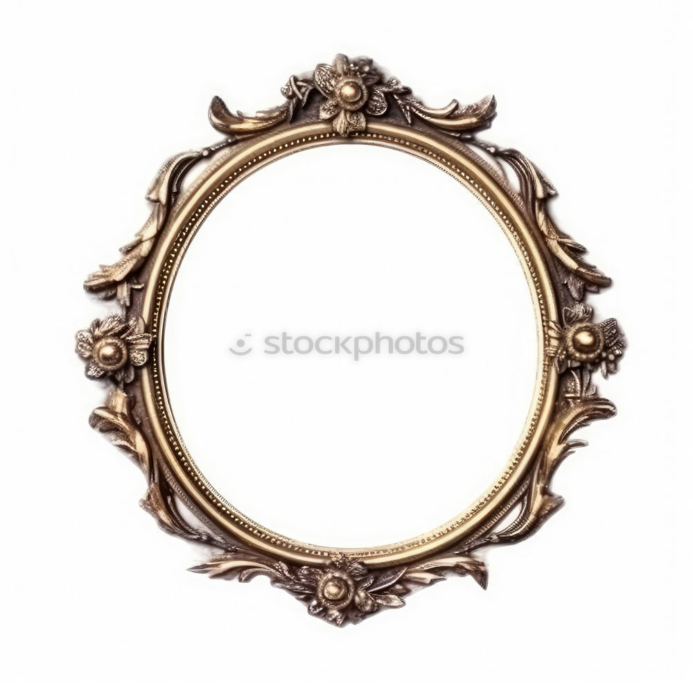 Similar – Image, Stock Photo Ornate oval metal picture frame without picture on a rusty nail on the outside of a brown wooden hut in the harbor garden in Offenbach am Main in Hesse, Germany