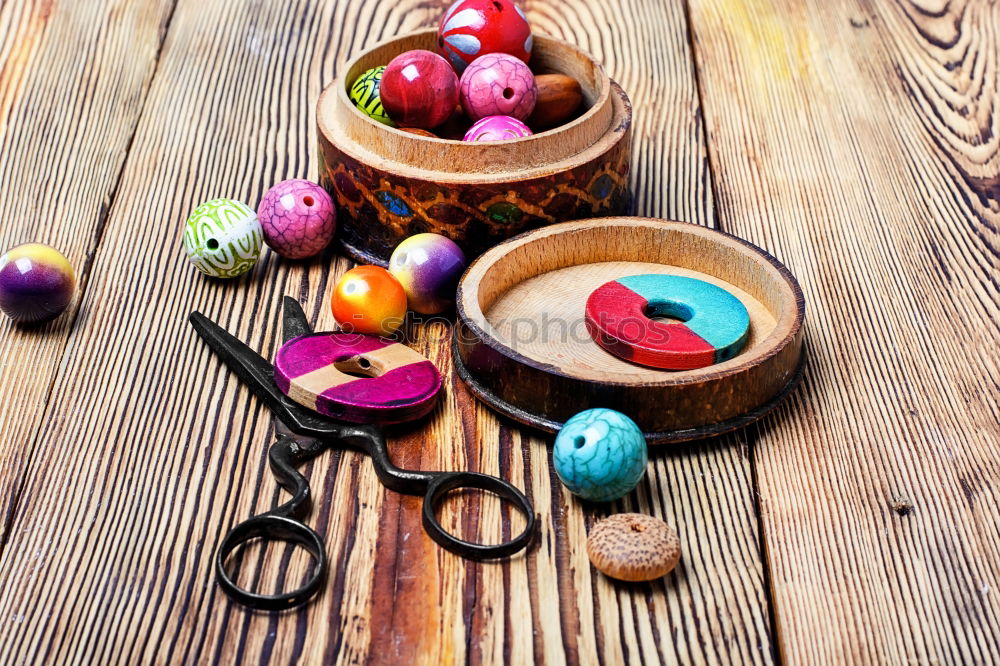 Similar – Image, Stock Photo Colorful beads in wooden bowls