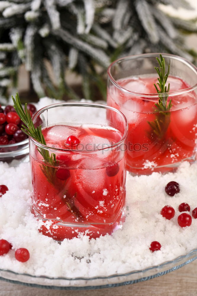 Image, Stock Photo Watermelon with rosemary and ice cream sticks as a refreshing drink on a silver tray