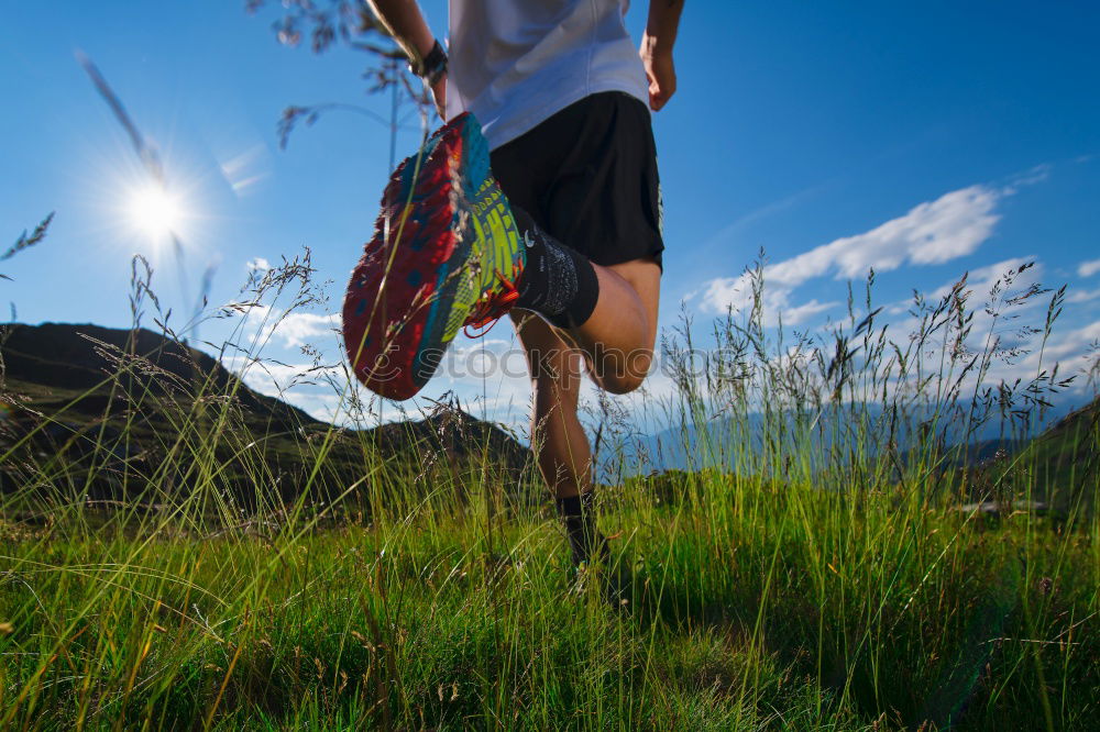 Similar – Image, Stock Photo Hiker on the way to the Memminger Hut