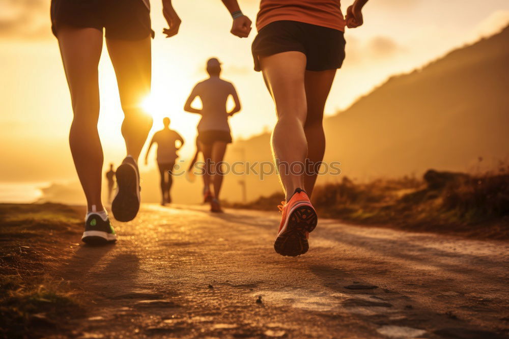 Similar – Image, Stock Photo Sporty woman running on a country road
