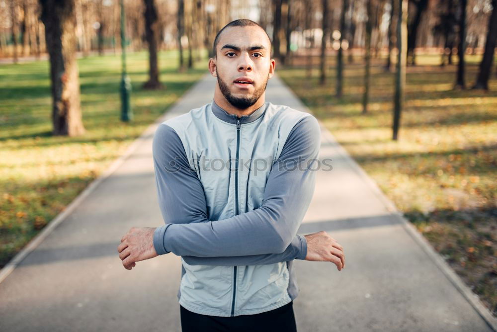 Similar – Senior runner man sitting after jogging in a park