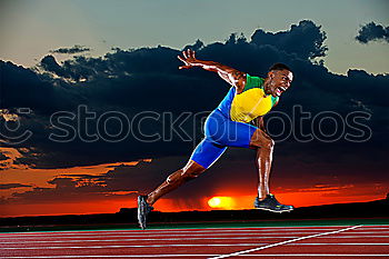 Similar – Image, Stock Photo Disabled man athlete training with leg prosthesis