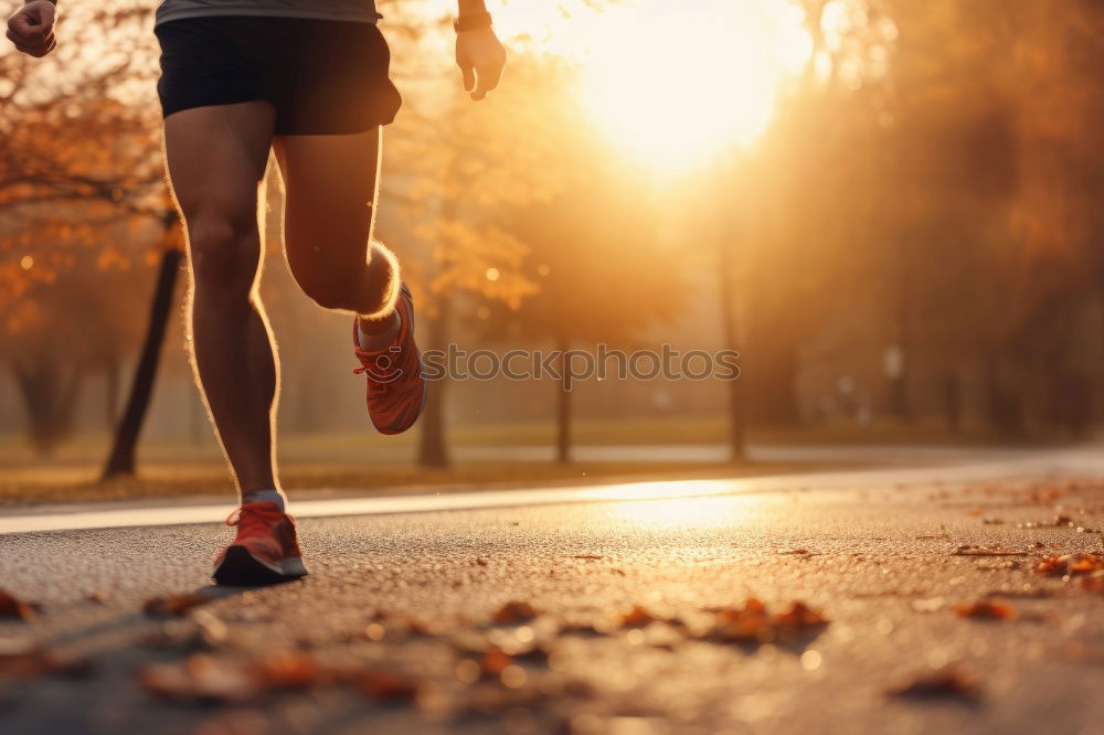 Similar – Image, Stock Photo Sporty woman running on a country road