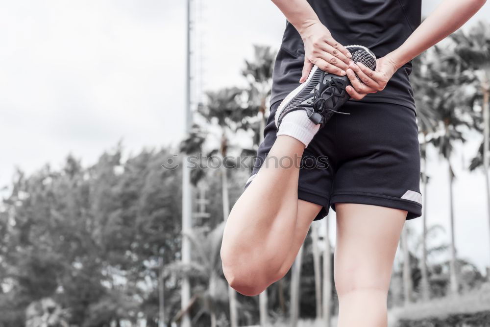 Similar – Image, Stock Photo Feet of black man starting running in urban background.