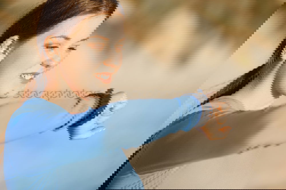 Similar – Image, Stock Photo Woman warming up before outdoor workout