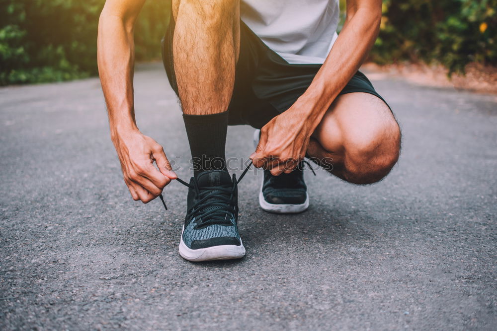 Similar – Image, Stock Photo Close up of legs of runner in the city.