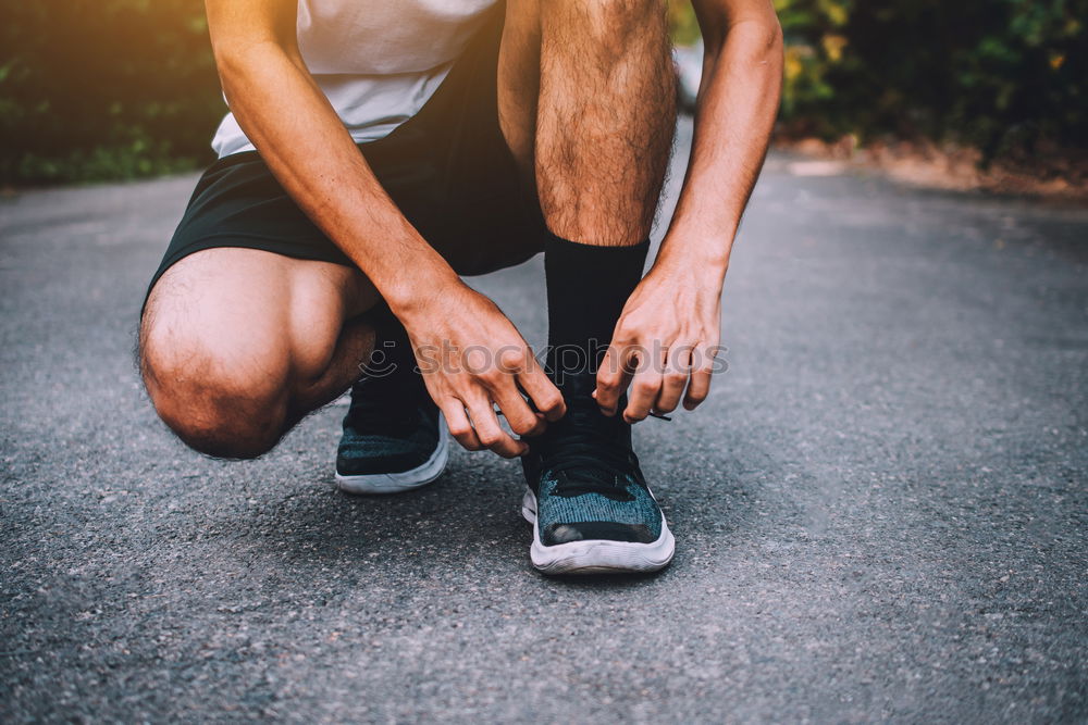 Similar – Image, Stock Photo Close up of legs of runner in the city.