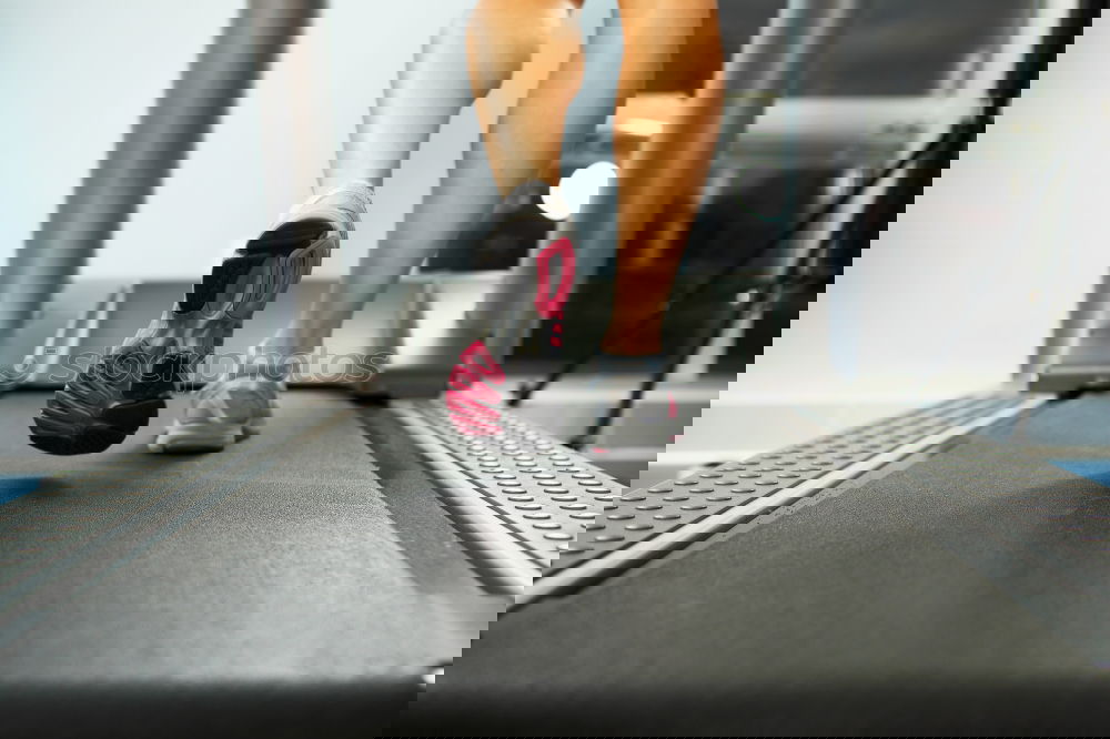 Image, Stock Photo Woman legs with sneakers doing fitness exercises