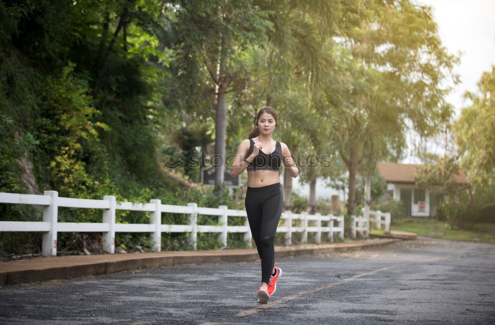 Image, Stock Photo athletic woman running outdoors