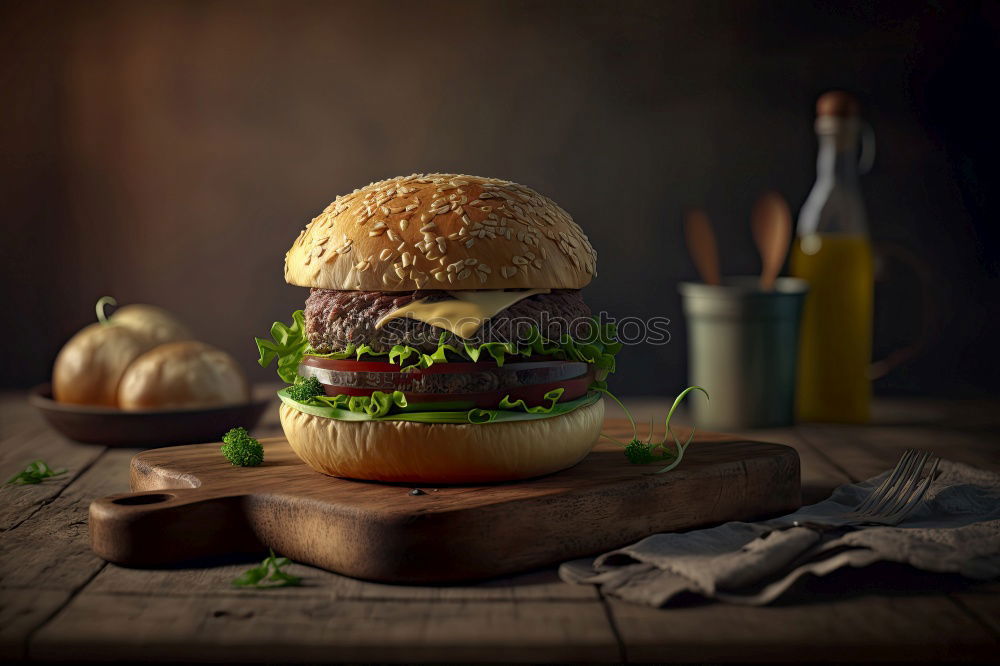 Similar – Image, Stock Photo three hamburgers with vegetables