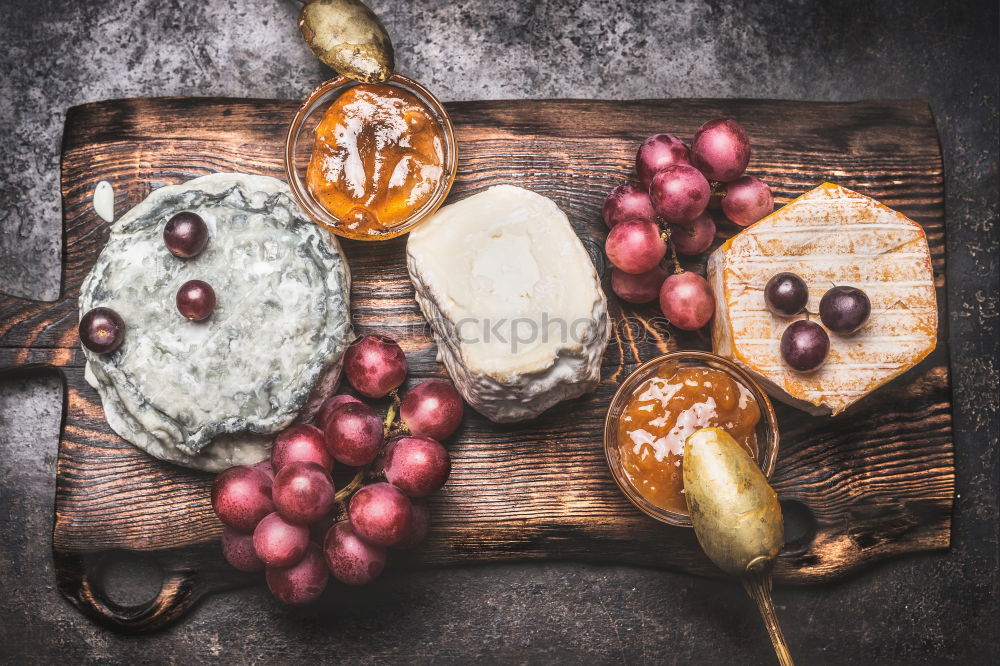 Image, Stock Photo Rustic cheese platter with various cheeses